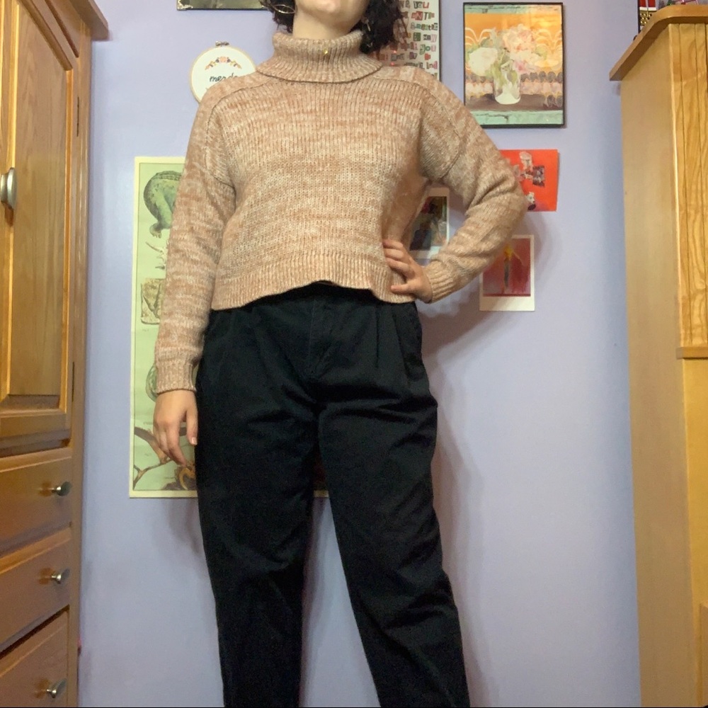 Rose Cropped Turtleneck Sweater